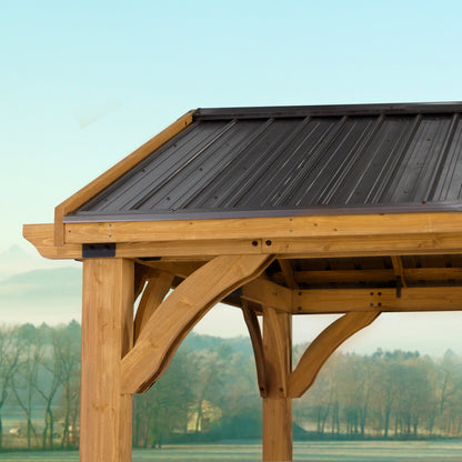 Arlington 12x10 Gazebo with Electric – Light Brown